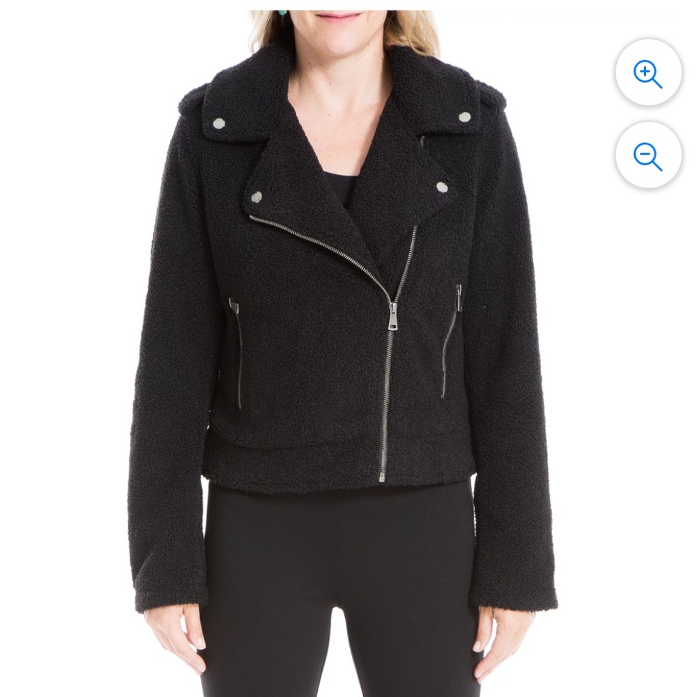 Max Studio Faux Shearling Moto Jacket - M